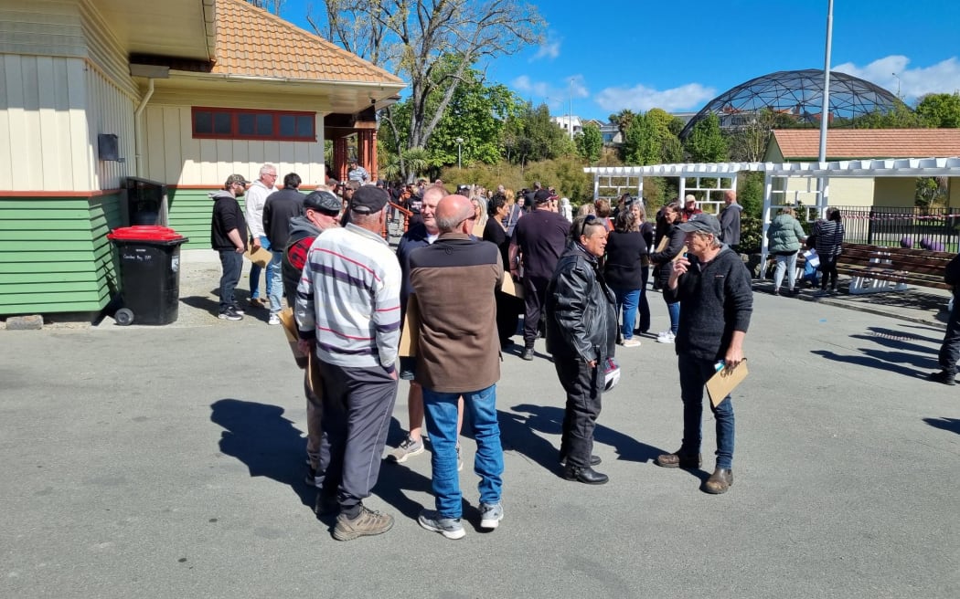 Alliance workers following a meeting at the Smithfield meatworks in Timaru.