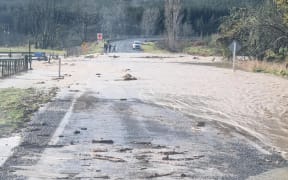 Damage from the Motueka River flooding onto State Highway 6 at Kohatu, south of Motueka, 28 June, 2025.
