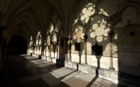 Morning sunlight in Westminster Abbey cloisters.