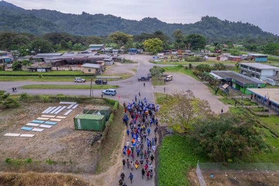 Bougainvilleans marching during the Independence day celebrations earlier this month. President Toroama says the Infrastructure Agreement is a "momentous step" for the government to "building a prosperous future for Bougainville through substantial advancements in critical infrastructure development".