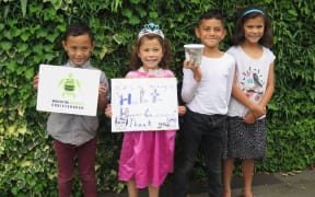 Massey (5), Nylah (5), Vaiuli (7), and Olive (7), were out this week, fundraising for a Christchurch homeless charity.