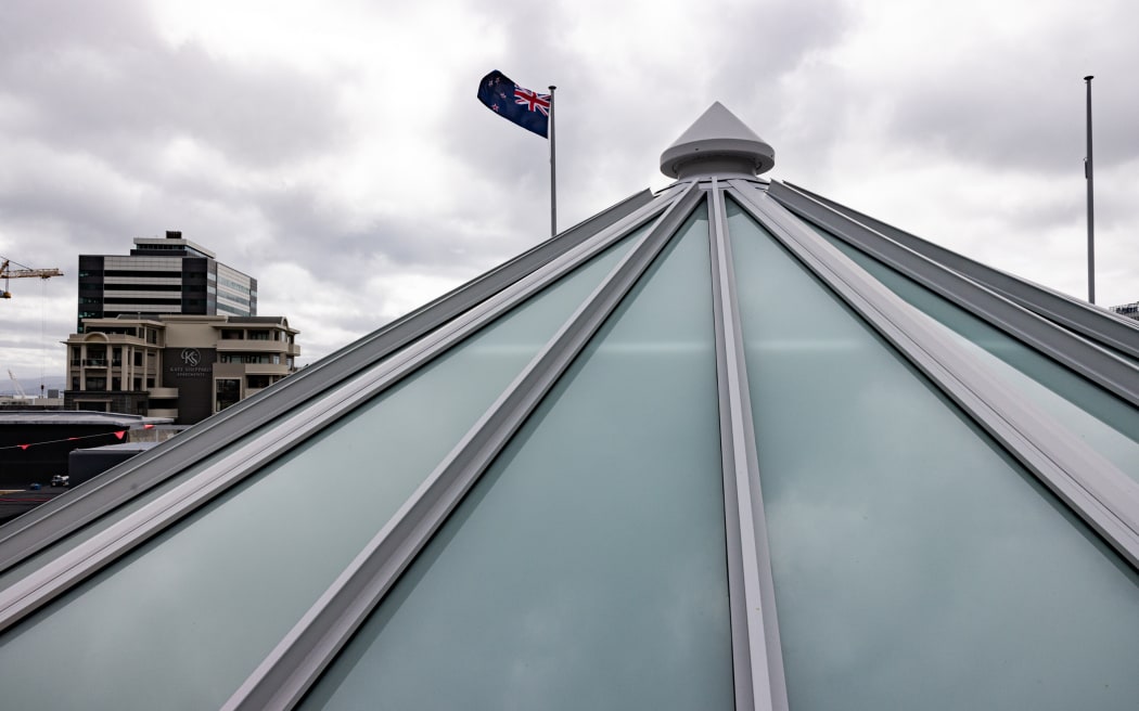 The faceted glass cupola on the roof of Parliament House which acts as protection for the stained glass dome.