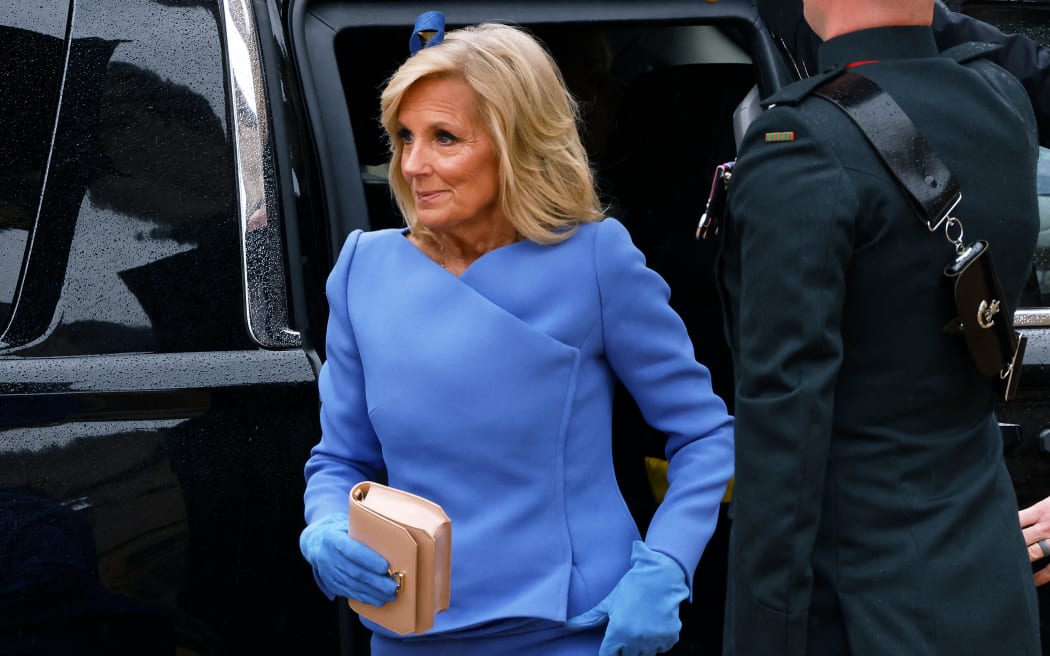 US First Lady Jill Biden arrives at Westminster Abbey ahead of the coronation.