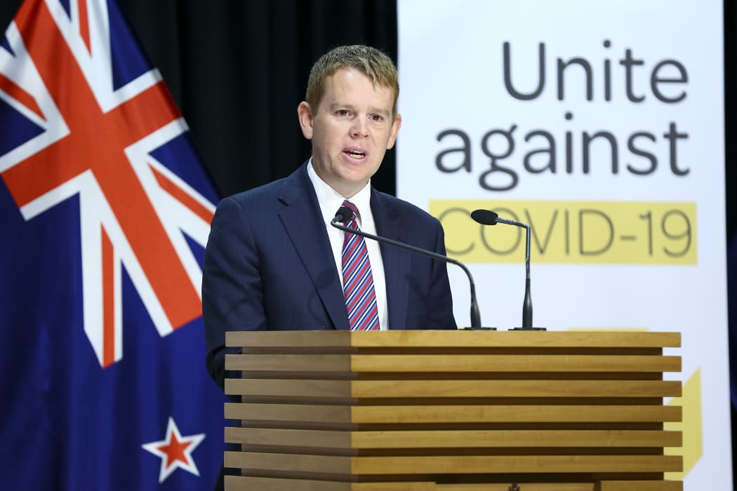 Education Minister Chris Hipkins speaks to media during a press conference at Parliament on 21 April 2020 in Wellington, New Zealand.