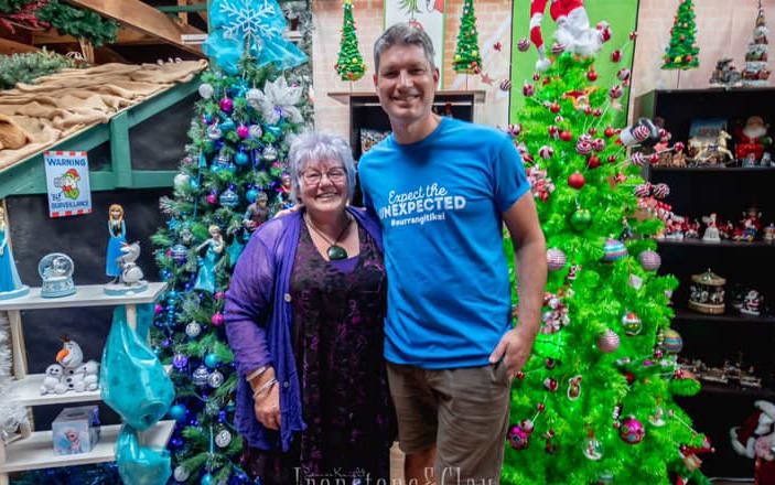 Jenny Greener (L) with Jesse at her Christmas grotto