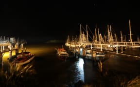In the early hours after the storm hit the West Coast overnight, Westport is relatively quiet with occassional gusts blowing through.