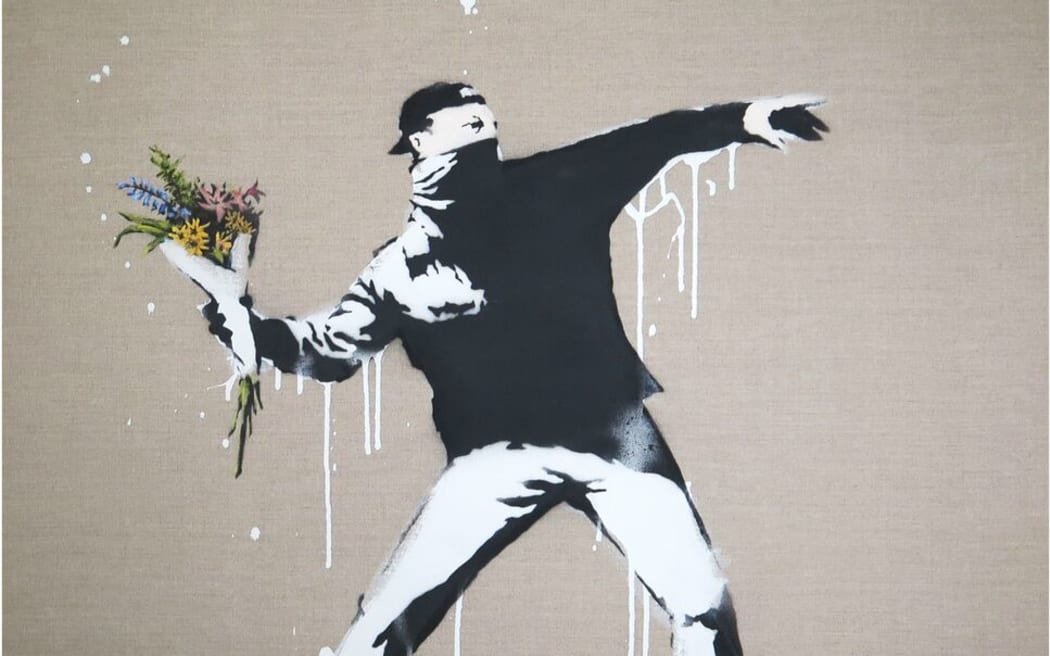 "Rage, The Flower Thrower" (2003) Banksy