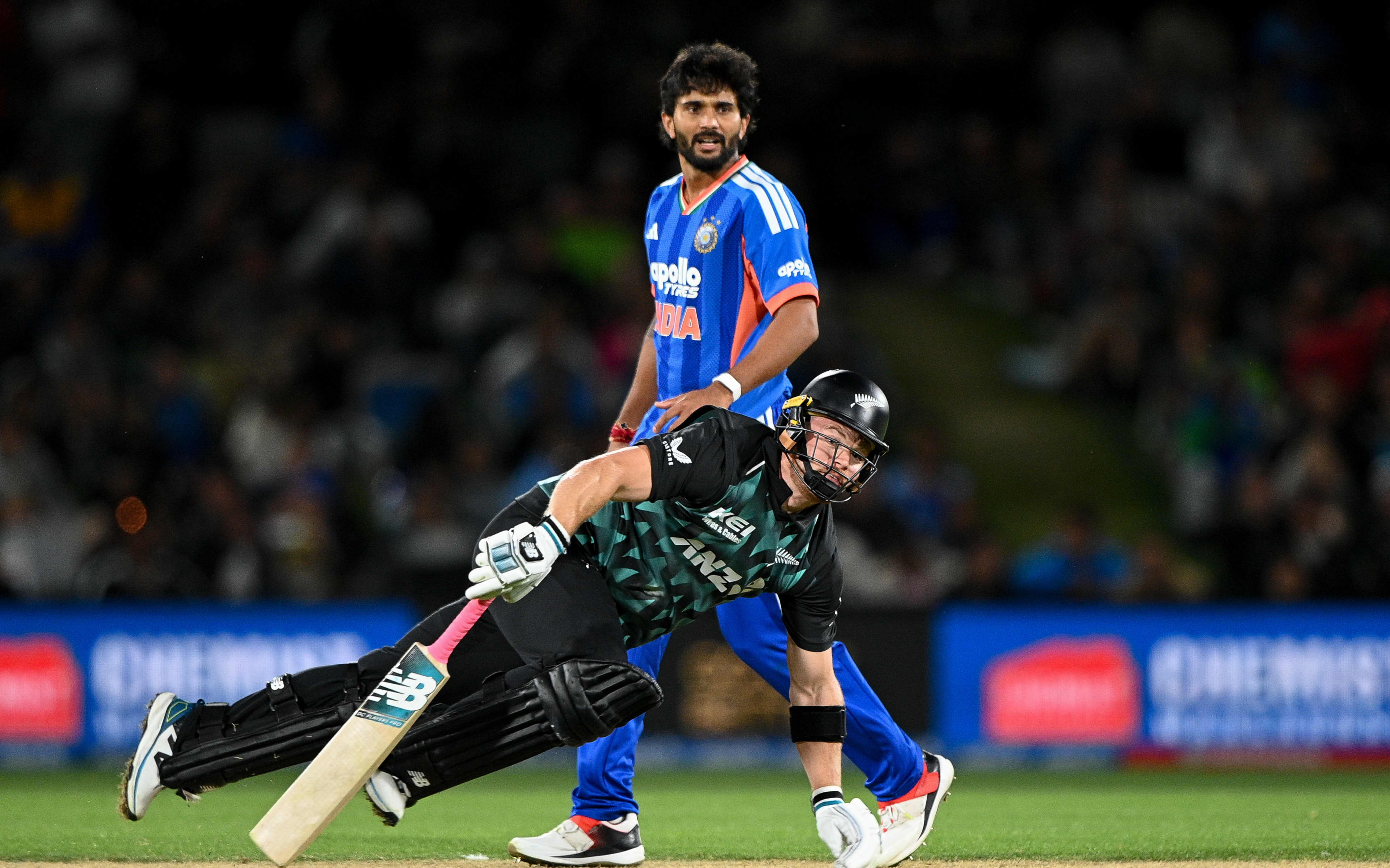 Glenn Phillips of the Black Caps and Nitish Kumar Reddy of India