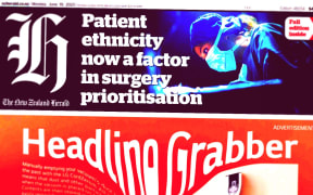 The New Zealand Herald's front page reveals the Auckland surgery waiting list policy on Monday.