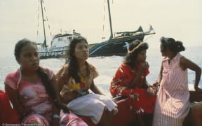 Evacuation of Rongelap Islanders to Mejato by the Rainbow Warrior crew in the Pacific 1985. Rongelap suffered nuclear fallout from US nuclear tests done from 1946 - 1958, making it a hazardous place to live. The health of many adults and children has suffered as a result. The Greenpeace crew took adults, children and 100 tonnes of belongings onboard.