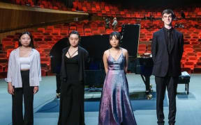 Prize Winners at the 2021 Lewis Eady National Piano Competition: Catherine Chang, Jessica Chi, Shuan Liu, Otis Prescott-Mason