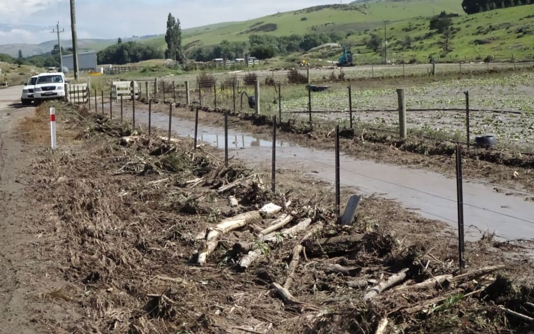 The aftermath of flooding at Miller's Flat, just south of Roxburgh