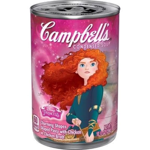 A Campbell's Soup can featuring the Disney princess Merida