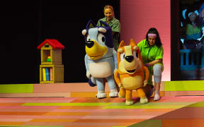 A scene from the Bluey stage show, Bluey's Big Play: The Stage Show in Christchurch on 15 April 2025.
