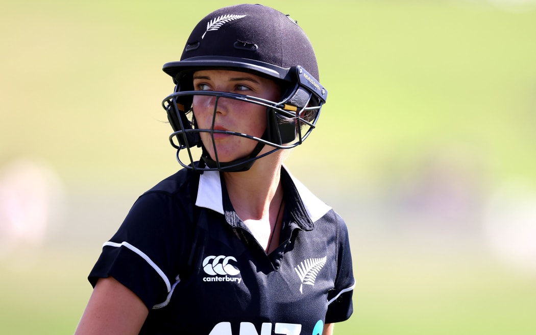 White Ferns Amelia Kerr walks from the field after being stumped during the 1st womenâs ODI White Ferns vs Australia Rose Bowl cricket match at Bay Oval in Tauranga. 04 April 2021. Â© Copyright image by Marty Melville / www.photosport.nz