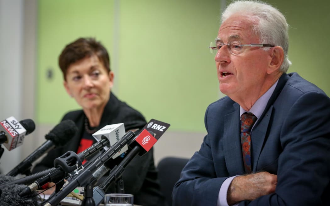 Sir Michael Cullen and Dame Patsy Reddy at the report of the first independent review of intelligence and security in New Zealand.