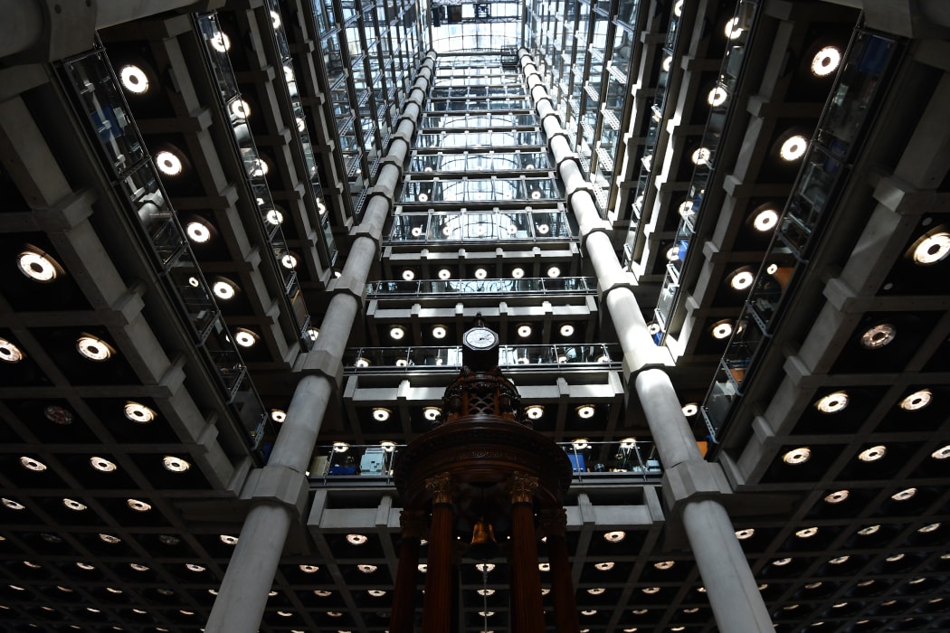 In this file photo taken on March 30, 2017 The interior of Lloyd's of London, the centuries-old insurance market, is pictured in the City of London on March 30, 2017.
