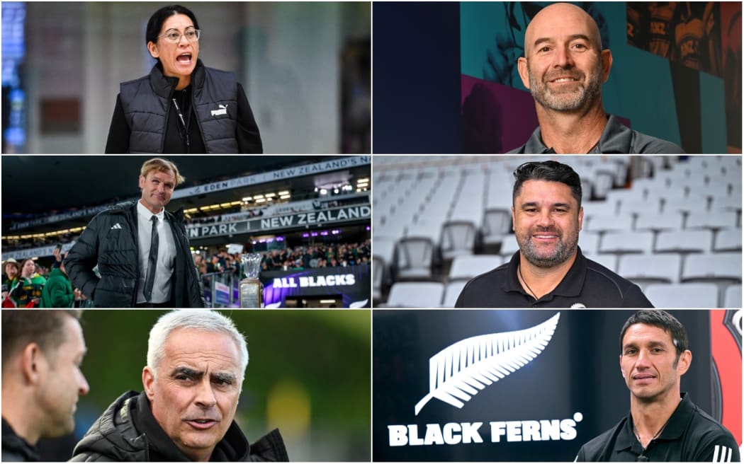 National team coaches: Noeline Taurua, Rob Walter, Scott Robertson, Michael Mayne, Darren Bazeley, Allan Bunting.