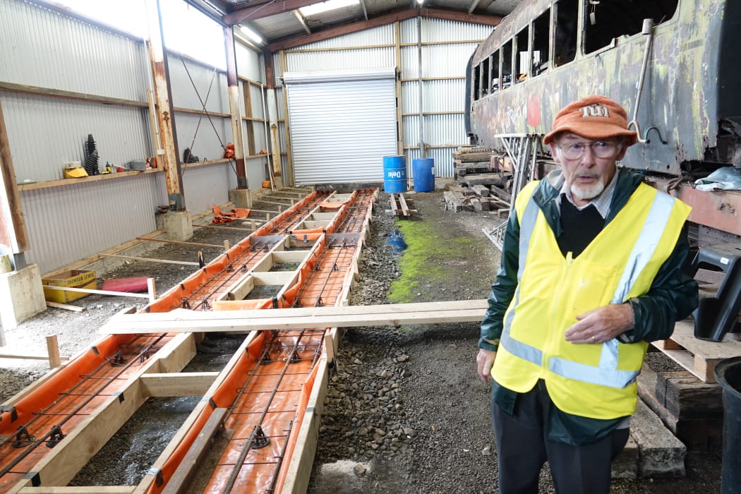 Don Selby, Society president Don Selby stands inside a workshop.