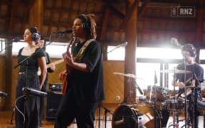 Muroki and band live at Samoa House for RNZ Music Live Sessions