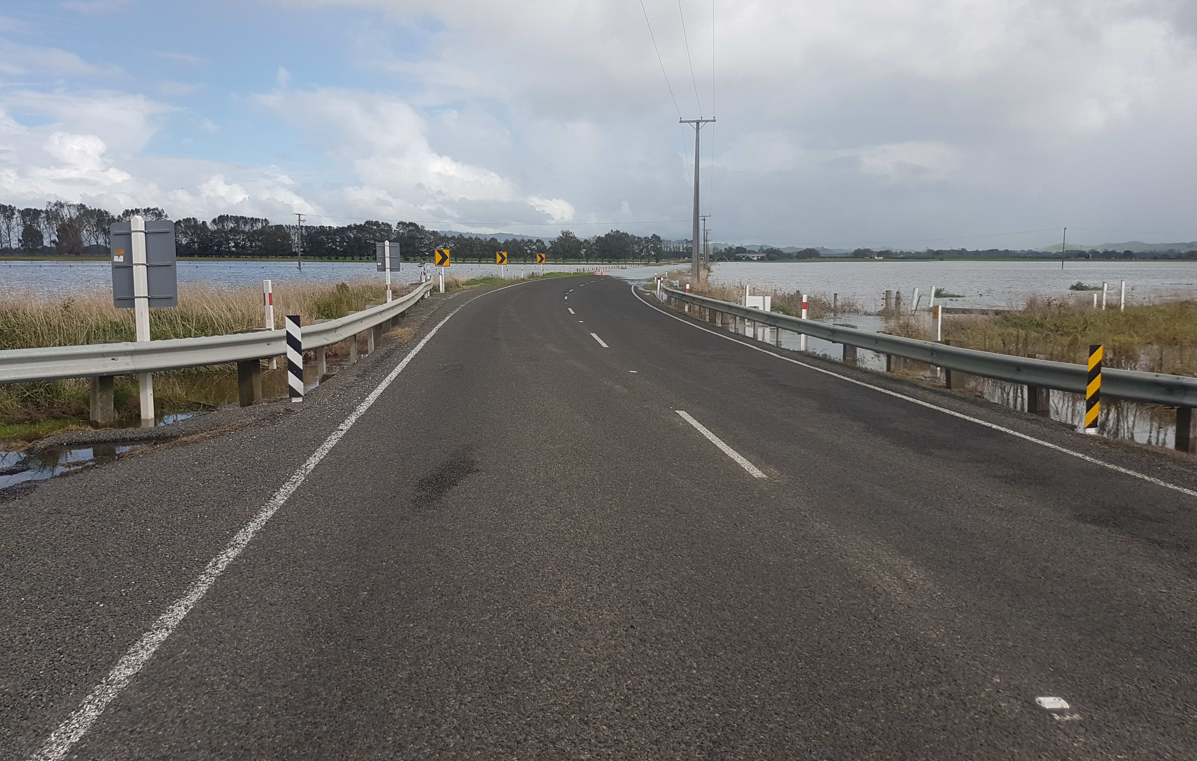 Waitoa river is in flood following Cyclone Cook.