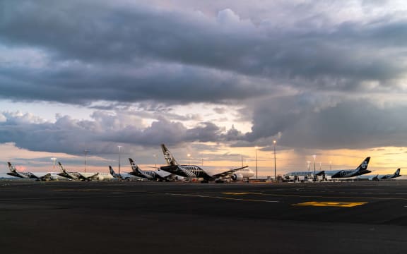 Air New Zealand planes parked up at Auckland Airport during the Covid-19 pandemic.