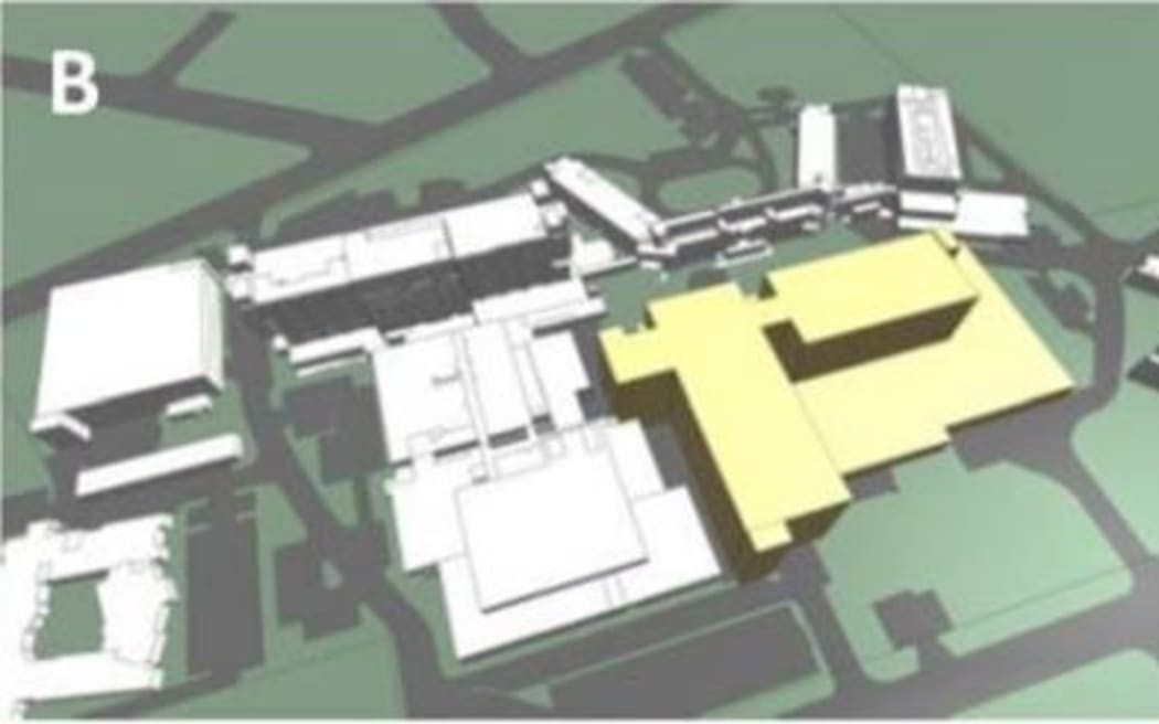 Hutt Valley DHB Option B delivers a building in the centre of the site.