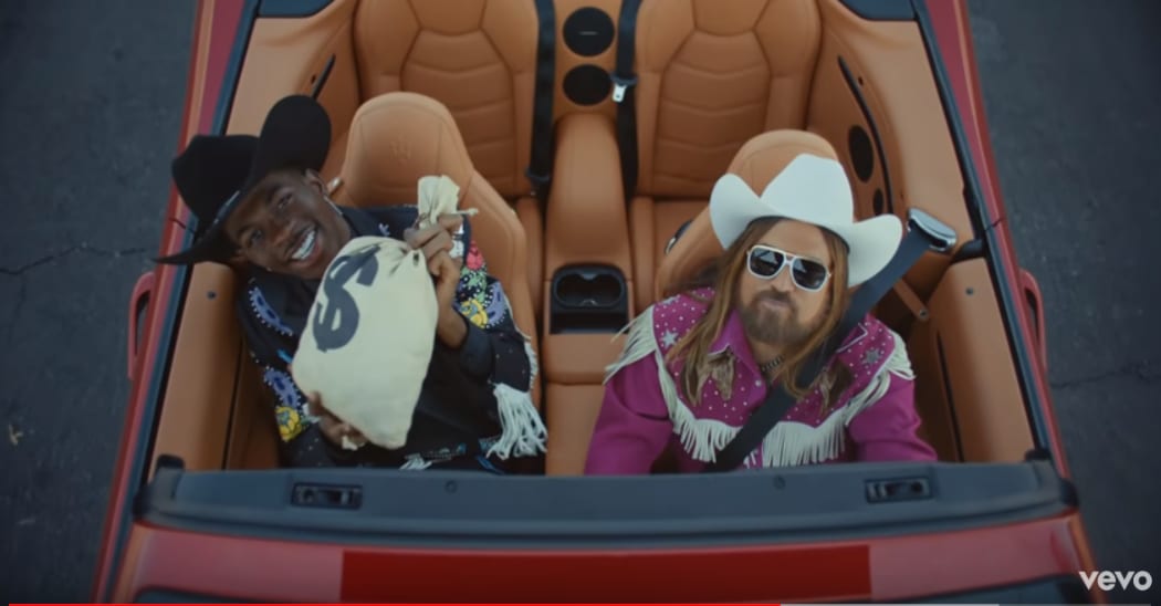 Lil Nas X and Billy Ray Cyrus in the video for 'Old Town Road'.