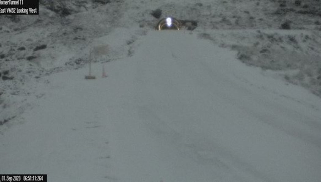 Snow at the Homer Tunnel entrance 1 September 2020