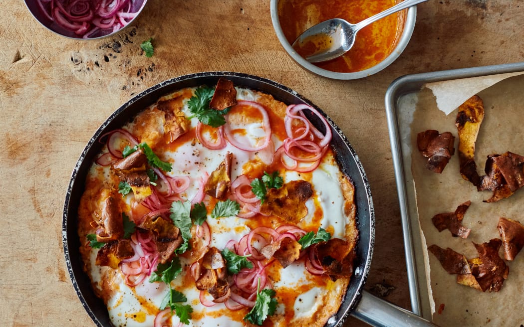 Shakshuka is a North African dish with hearty flavours.