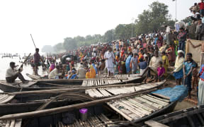 Boats on the Ganges River in Patna in India's Bihar state.