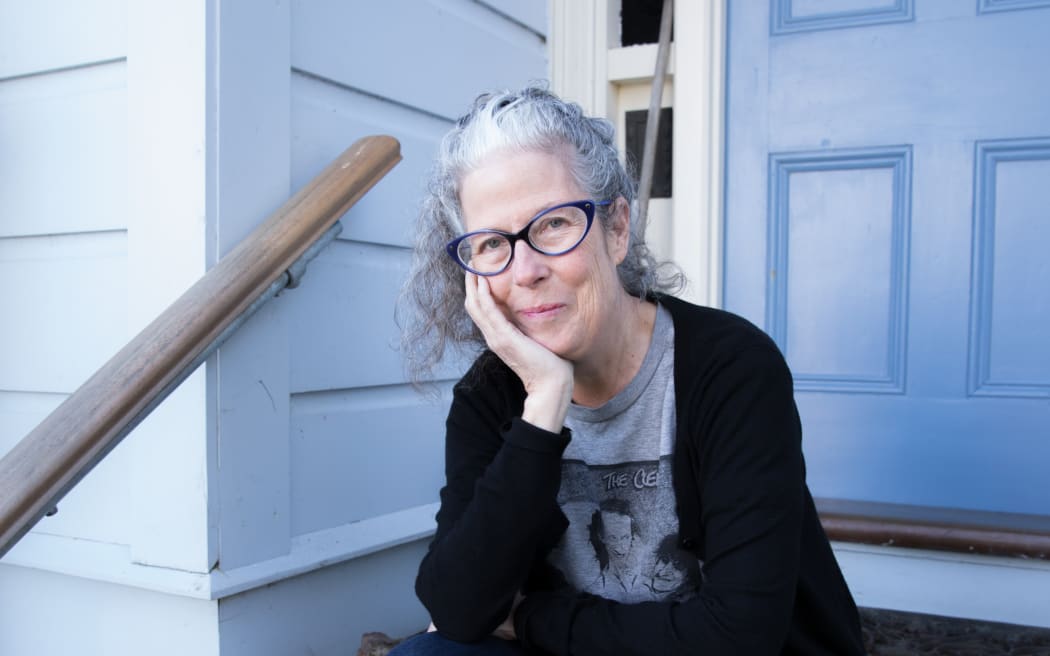 Francisca Griffin from the 80's alternative pop/rock band Look Blue Go Purple, outside her home in Port Chalmers, Dunedin.