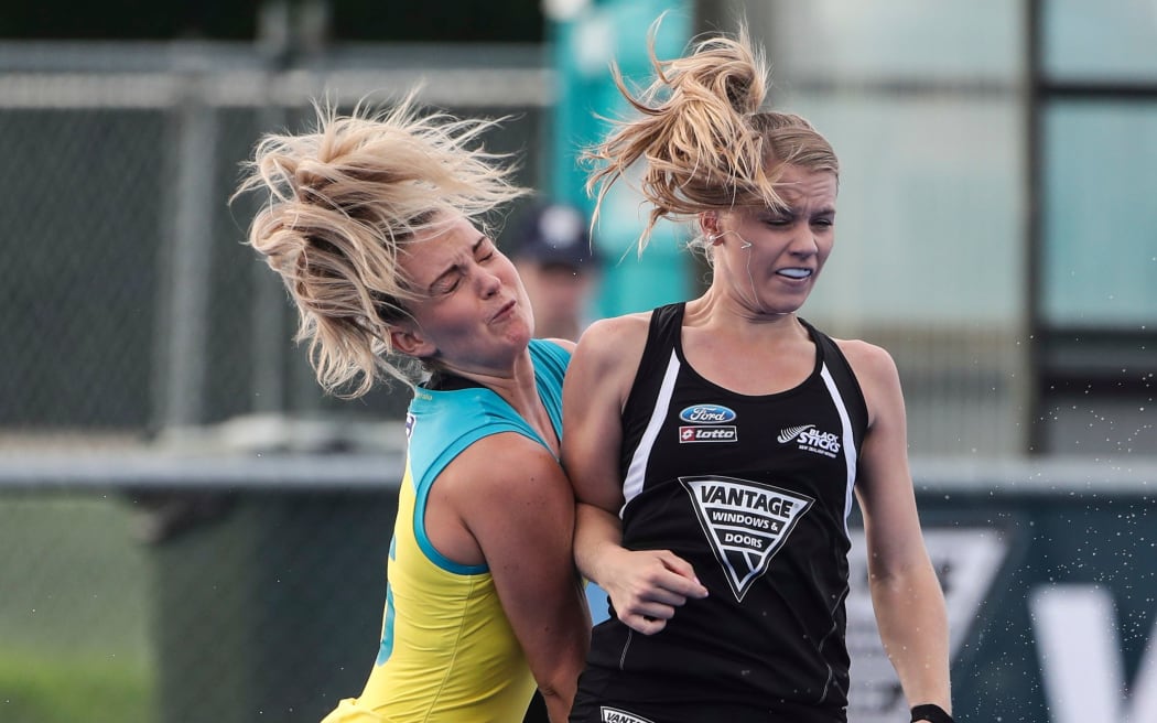 Black Sticks Kirsten Pearce in action against Australia 2017.