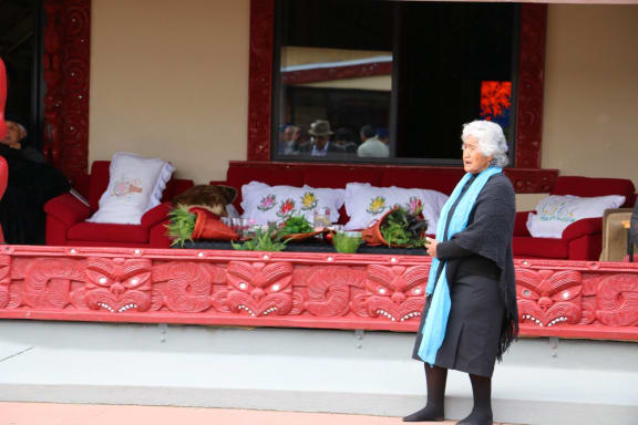 Kingi Tuheitia is welcomed onto Huria Marae.
