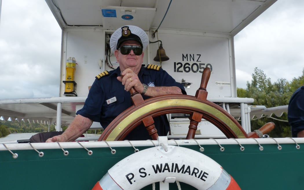 Trevor Gibson, the 82-year-old skipper of the Waimarie Paddle Steamer.