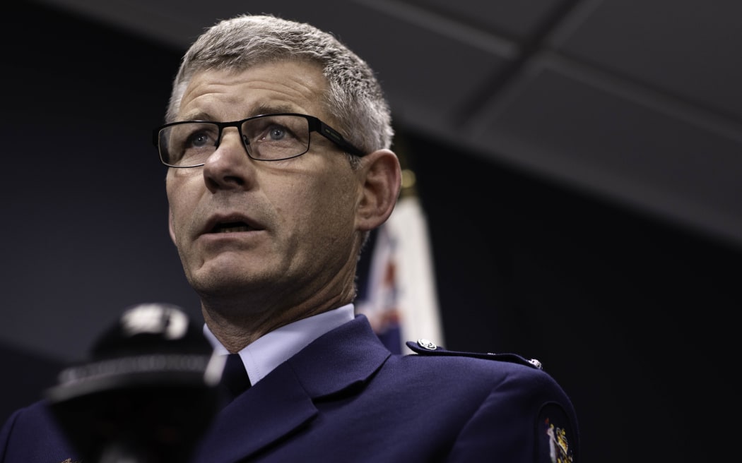 Superintendent Corrie Parnell speaking at a police media briefing at Wellington police station on 16 November 2023 after police shot a man at Wainuiomata after what appeared to be a domestic harm incident.