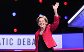 Senator Elizabeth Warren arrives at a Democratic primary debate 26 February 2020