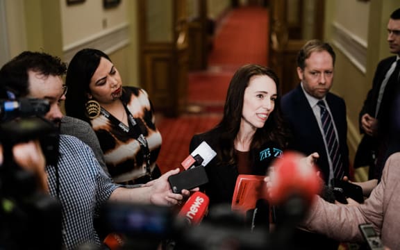 Prime Minister Jacinda Ardern speaking to media before the caucus where she will brief MPs on her ministerial preferences for the new government.