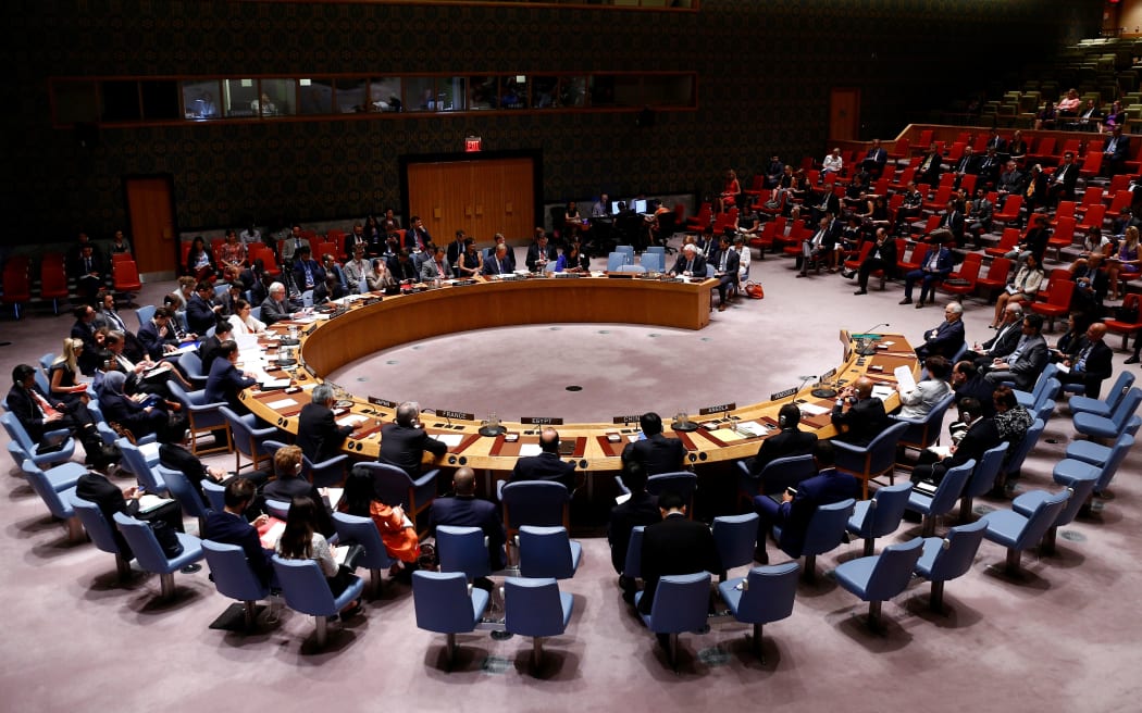 General view of The United Nations Security Council meeting on "transportation of humanitarian aid to Syria" in New York, USA on August 22, 2016.