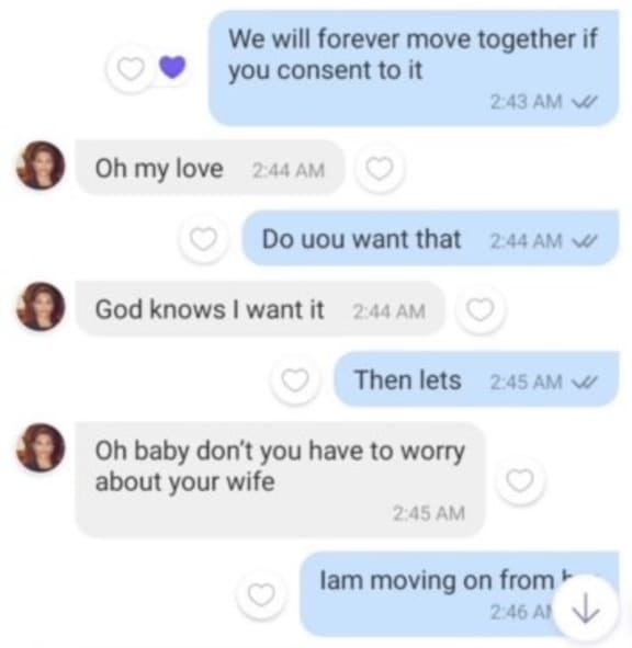 Screenshots of communications and images allegedly shared between the two government MPs.