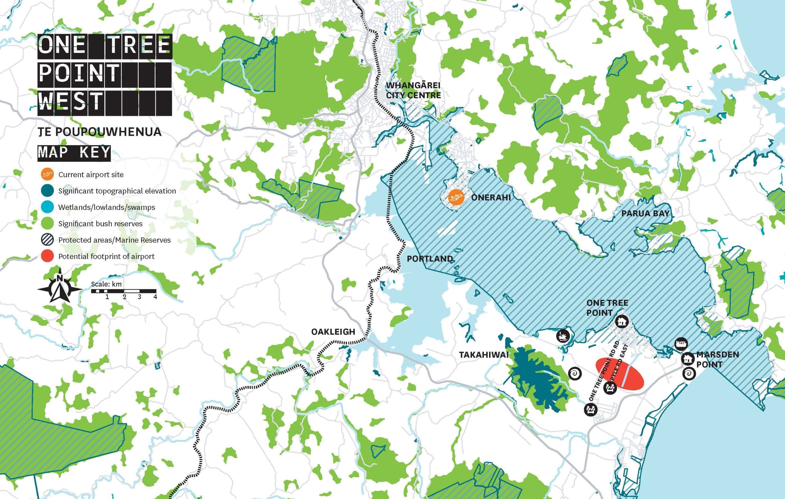 One Tree Point west airport location map