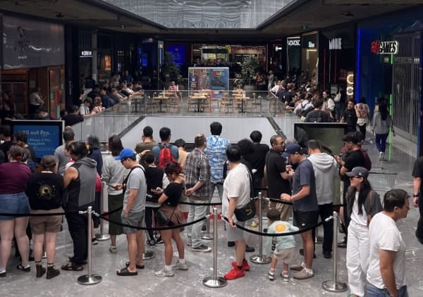 Queues at Newmarket outside of the EB Games shop on 15 January, 2026.