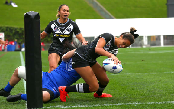 Kiana Takairangi. Rugby League International between the Kiwi Ferns and Fetu Samoa at Mt Smart Stadium, Saturday 22 June, 2019.
Photo: Renee McKay / www.photosport.nz