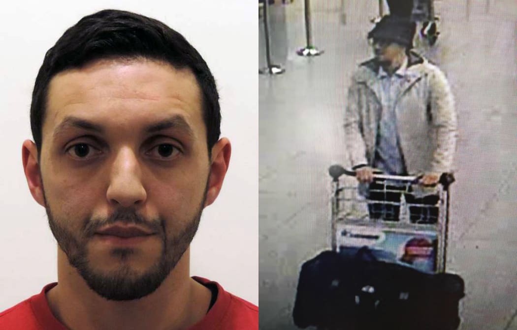 Mohamed Abrini, left, is thought to be the "man in the hat" seen at Brussels Airport prior to the attacks there.