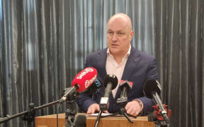 Prime Minister Christopher Luxon speaks to media in Auckland after the announcement that the New Zealand government will not recognise at state of Palestine at this time.