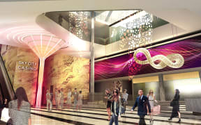 An artist’s impression of SKYCITY Auckland’s new main atrium entrance.