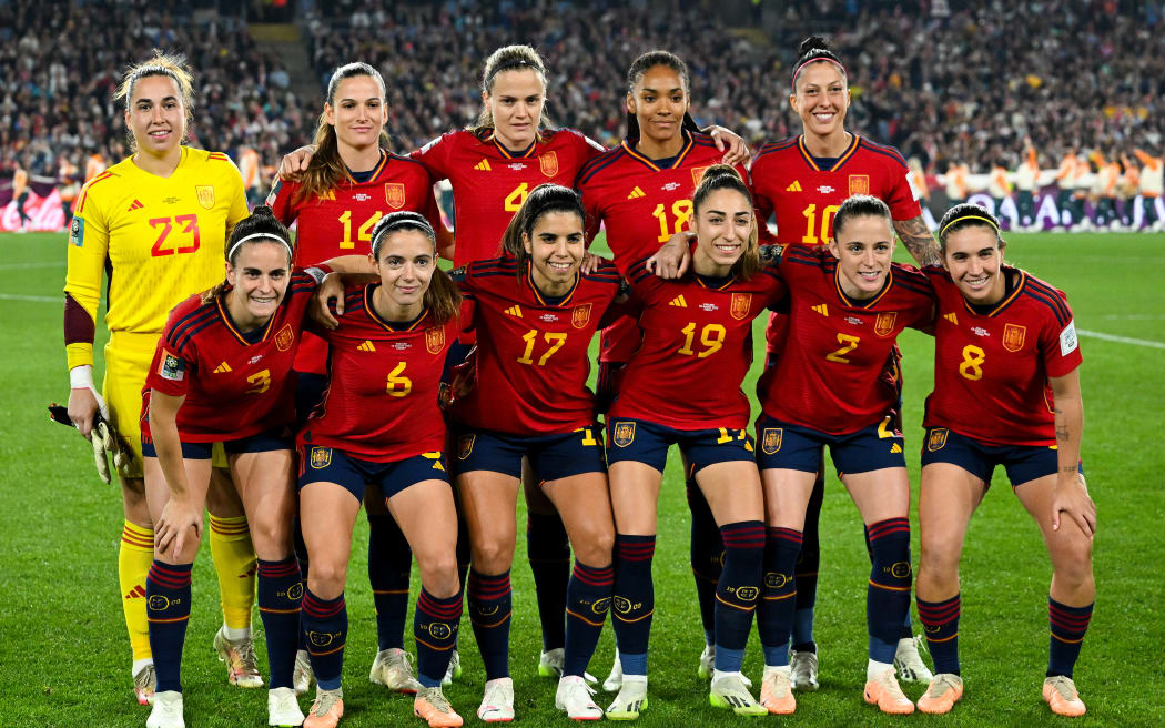 Spain pose ahead of the 2023 Fifa Women's World Cup final against England