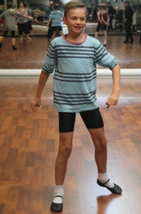 An image of 10 year old Harry Sills who plays the role of Billy Elliot.