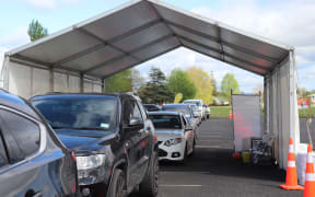 A drive through vaccination centre in Gisborne