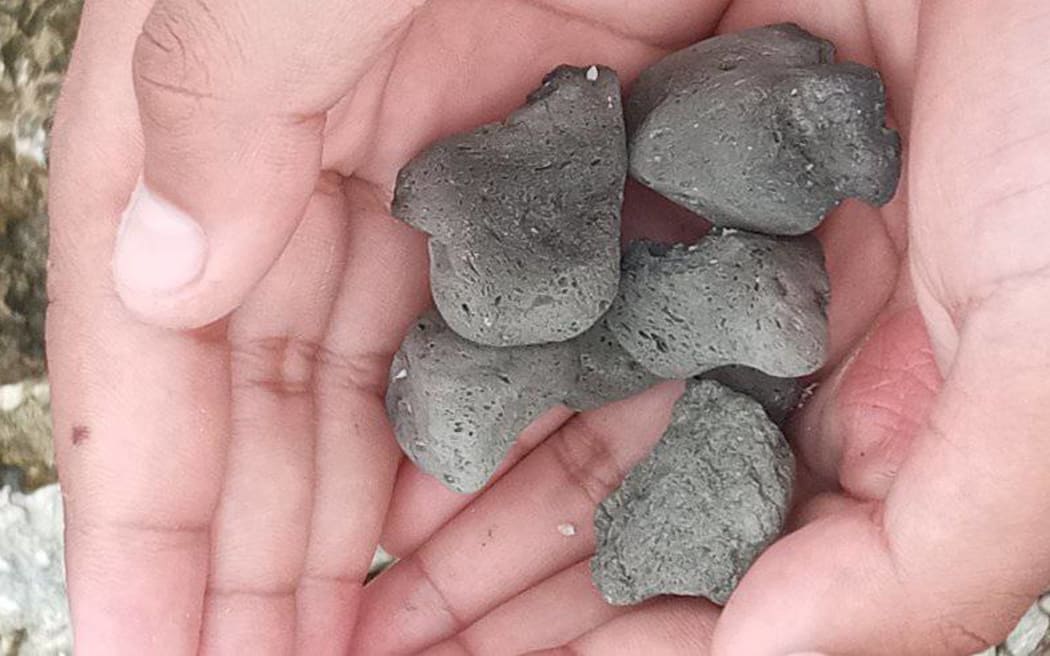 Some pieces of volcanic stones or 'soata' washed up on the Nuku'alofa waterfront on 14 January 2022.